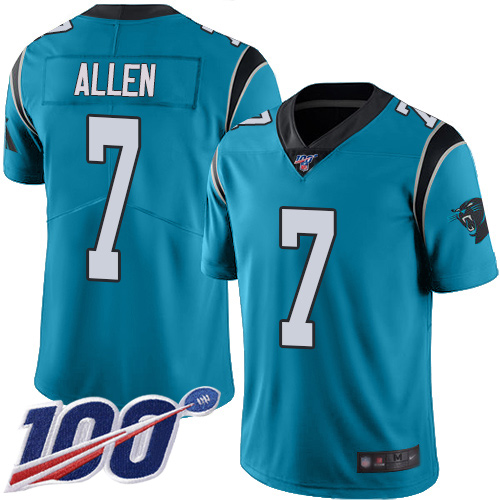Carolina Panthers Limited Blue Youth Kyle Allen Jersey NFL Football #7 100th Season Rush Vapor Untouchable->youth nfl jersey->Youth Jersey